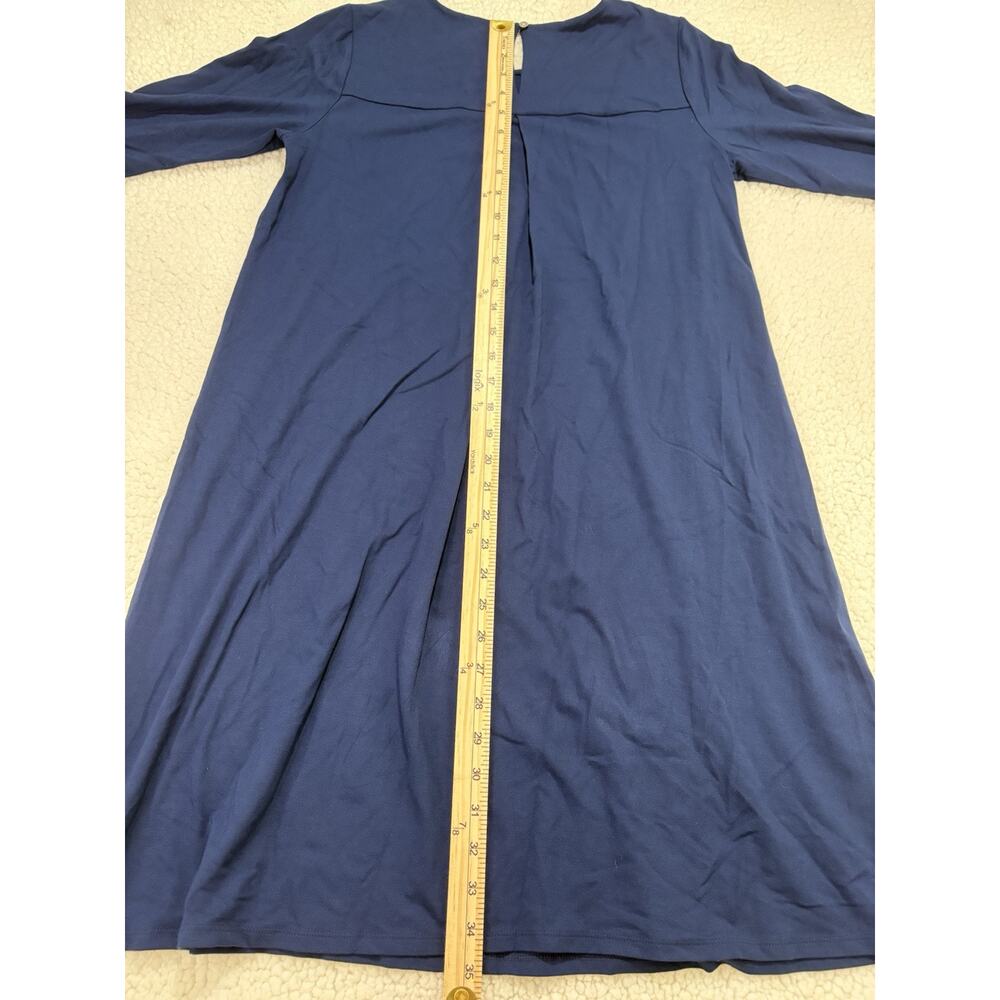 J.Jill Dress Wearever Navy Shift Rayon Blend 3/4 Sleeve Back Pleat Sz S Stretch - Picture 7 of 8